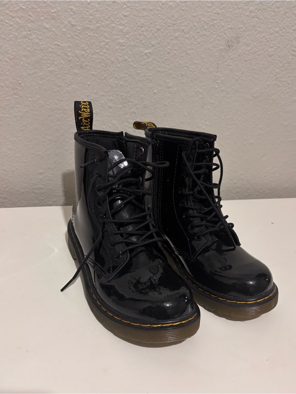 Doc Martens Black Patent Side-Zip Ankle Boots like new condition